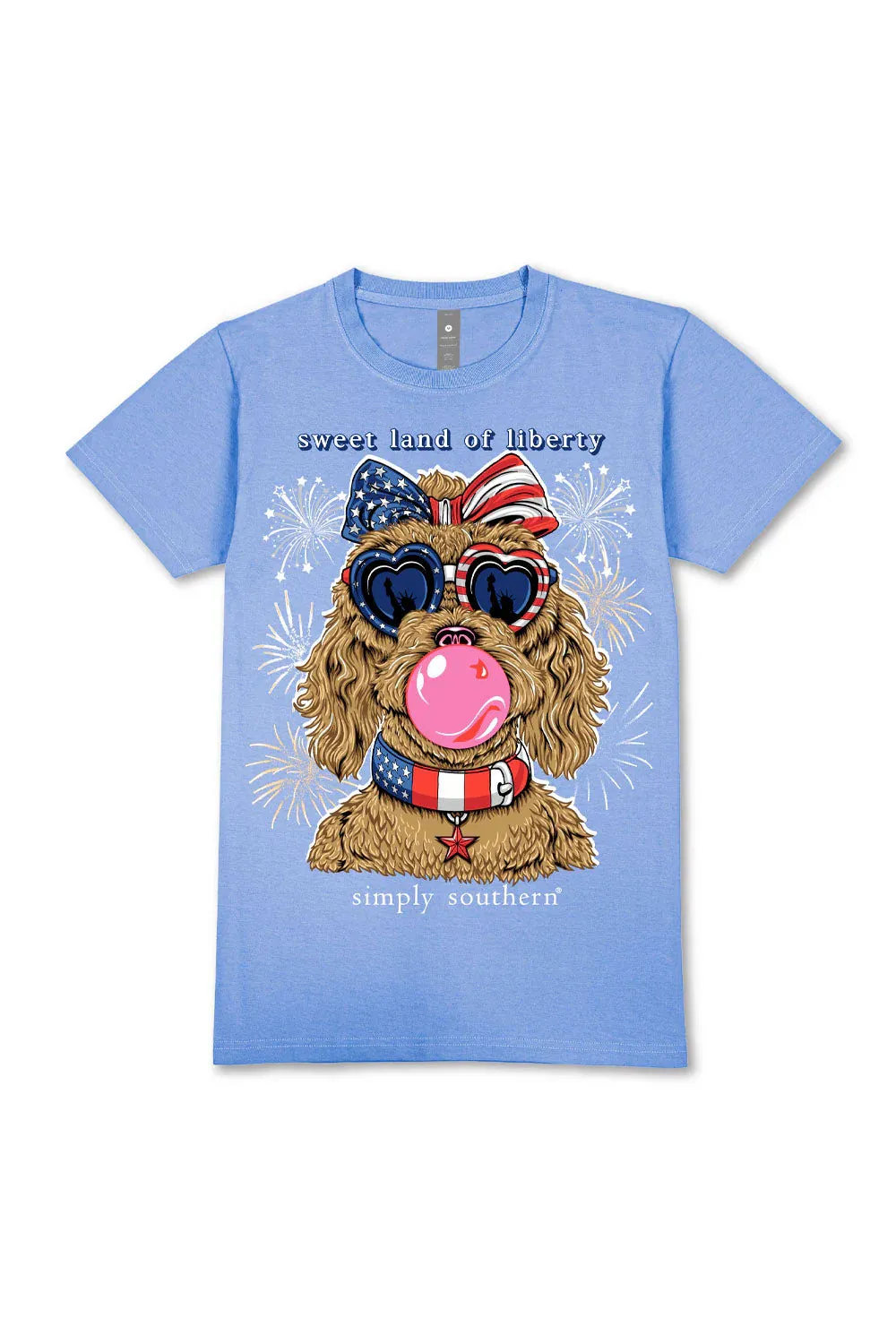 Simply Southern Plus Size Sweet Land Of Liberty T-Shirt for Women in Wave Blue | EXT-SS-DOGLIBERTY-WAVE sold by Glik’s