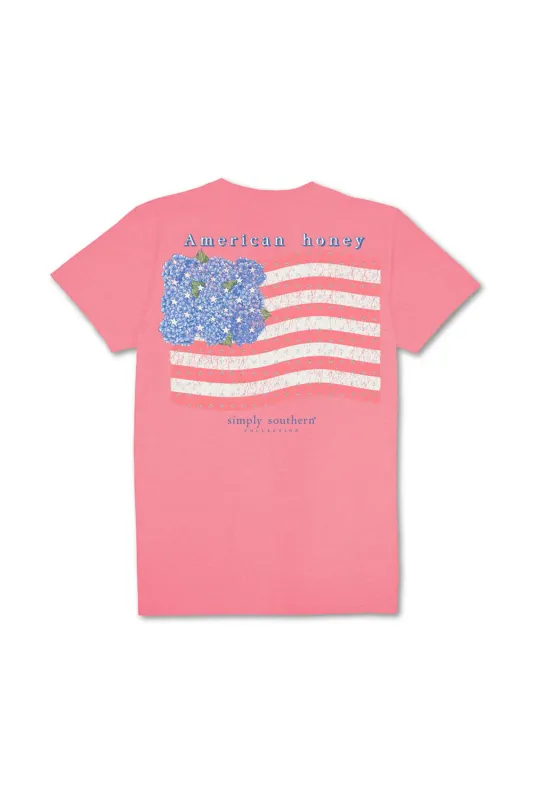 Simply Southern Youth American Honey T-Shirt for Girls in Pink | YTH-SS-AMERICANHNY-FNCYCNDY sold by Glik’s