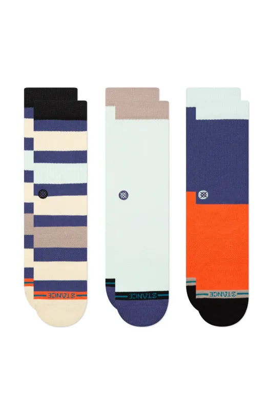 Stance Bayside Crew Socks 3 Pack for Men in Blue Multi | A556A25BAY-MUL sold by Glik’s