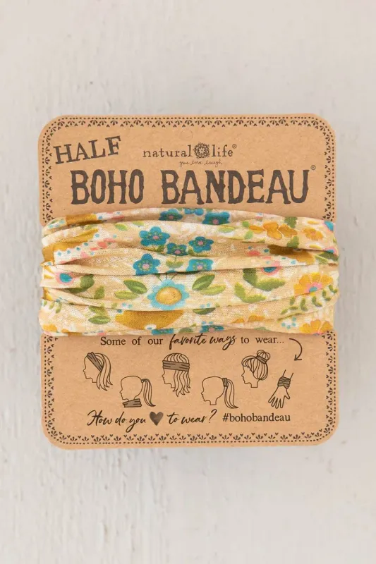 Natural Life Half Boho Bandeau Headband in Yellow Mandala | BBW000080 sold by Glik’s