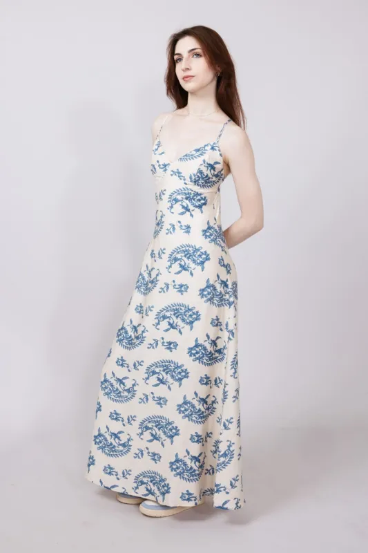 ACOA Printed Strappy Maxi Dress for Women in Blue | ACD71651-BLUE sold by Glik’s