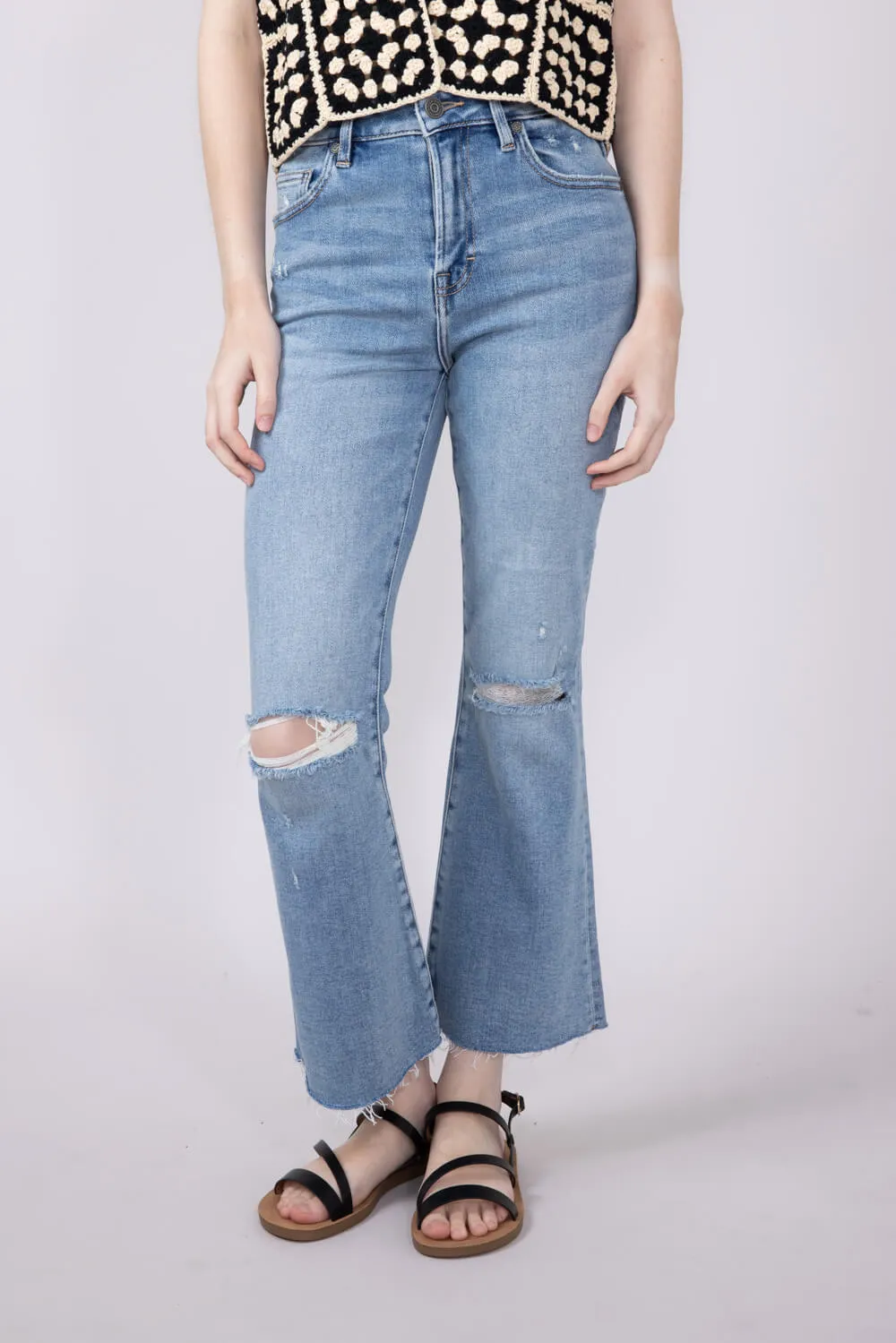Hidden Happi High Rise Crop Flare Jeans for Women | HD3221C-ML sold by Glik’s