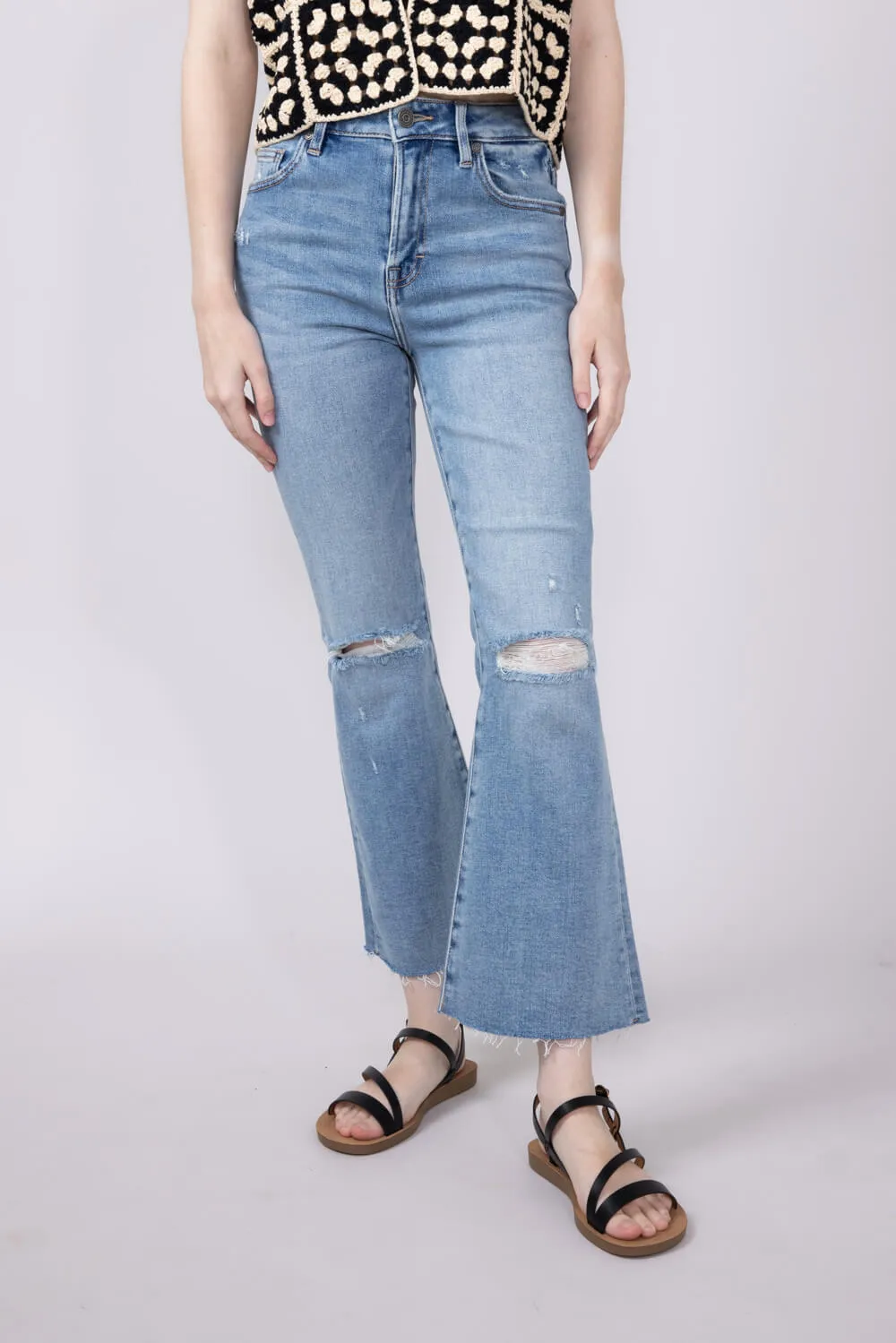 Hidden Happi High Rise Crop Flare Jeans for Women | HD3221C-ML sold by Glik’s product image thumbnail 4