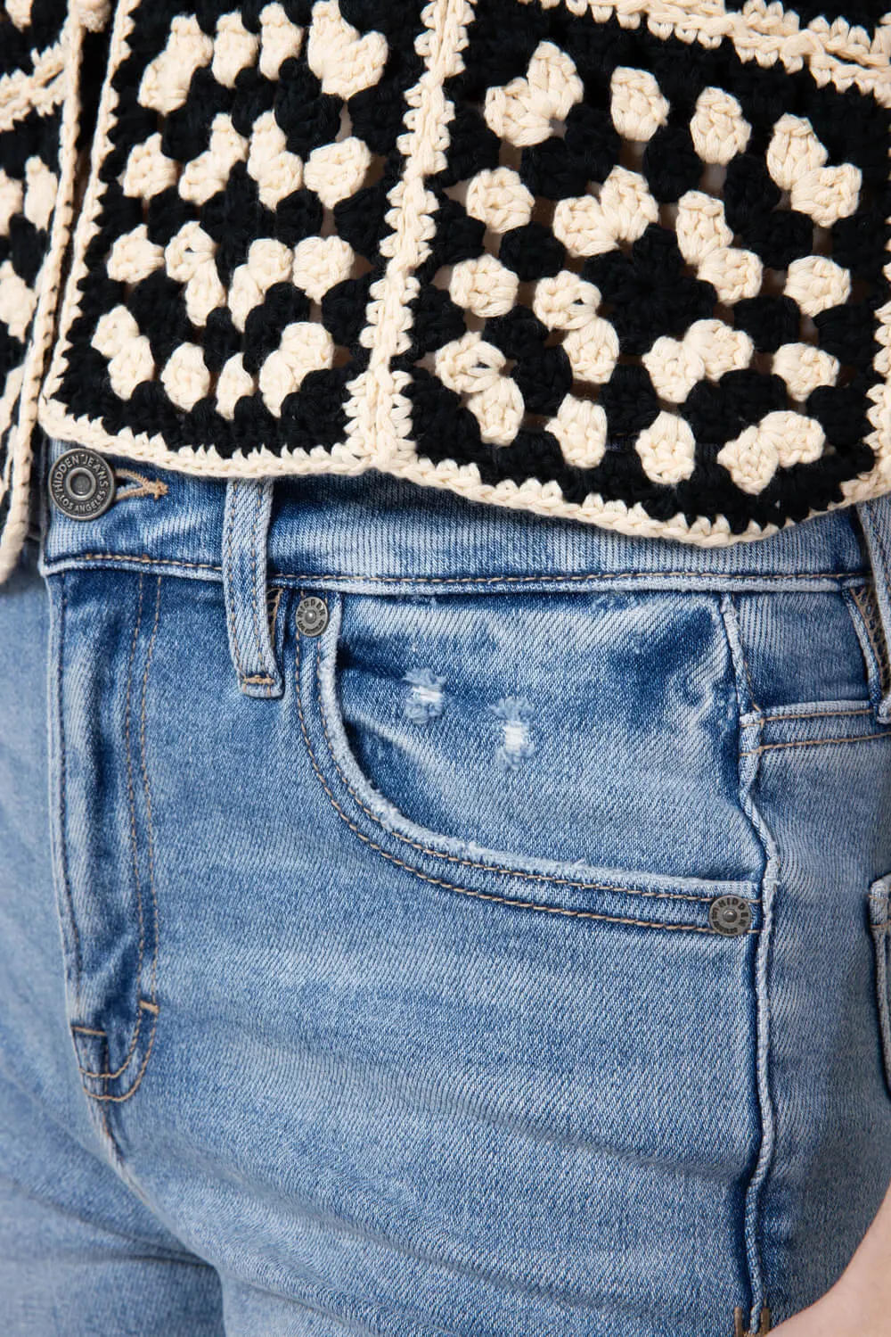 Hidden Happi High Rise Crop Flare Jeans for Women | HD3221C-ML sold by Glik’s product image thumbnail 3