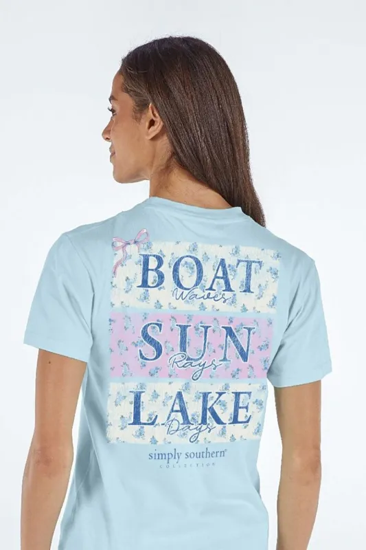 Simply Southern Lake Days T-Shirt for Women in Sky Blue | SS-LAKEBOAT-SKY sold by Glik’s