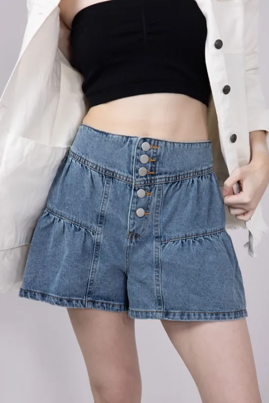 High Waist Flare Denim Shorts for Women | SP2588-DENIM sold by Glik’s