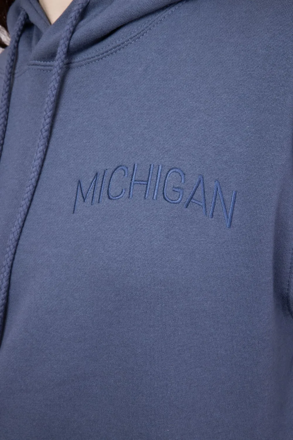 1897 Active Michigan Embroidered Hoodie for Women in Blue | JT082-MI-DENIMBLUE sold by Glik’s product image thumbnail 3