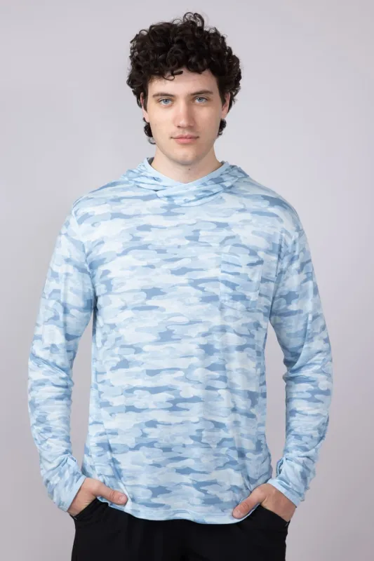 Free Fly Bamboo Lightweight Hoodie for Men in Blue Camo | LWH724-BLUECAMO sold by Glik’s