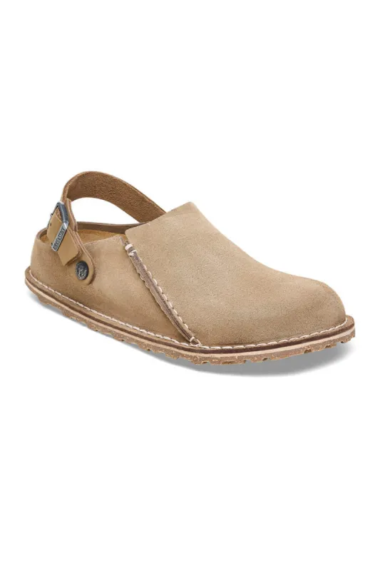Birkenstock Lutry Premium Suede Leather Clogs for Men in Grey Taupe | 1025293 sold by Glik’s