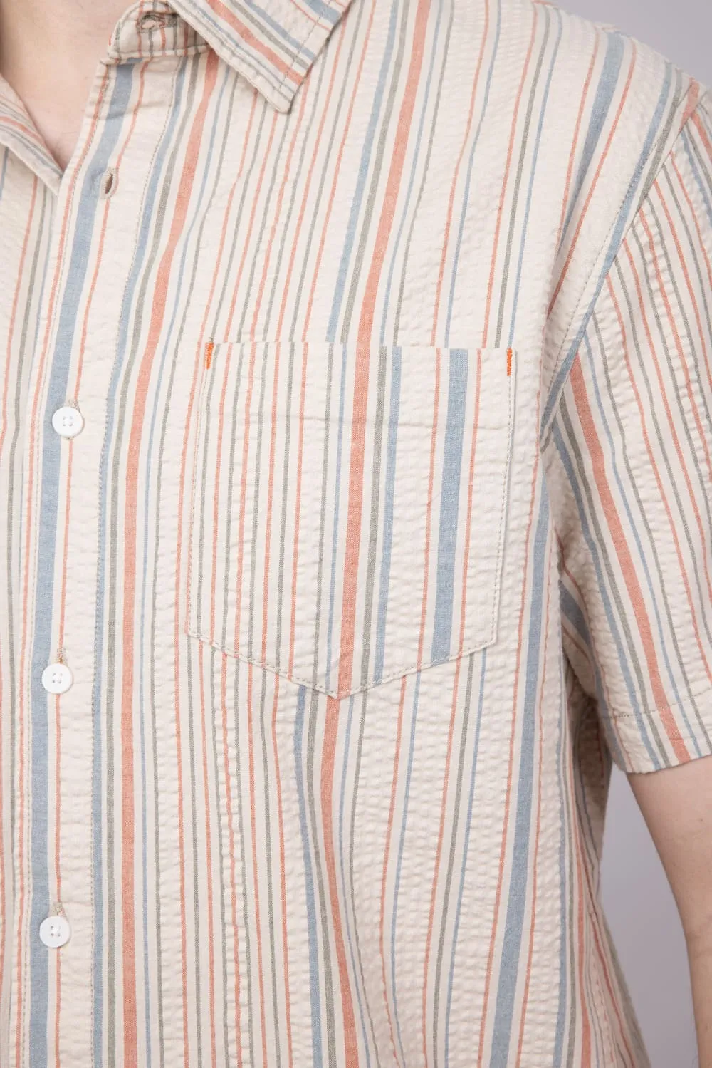 Union Valencia Seersucker Button Up Shirt for Men in Cream | H13A62T-SWEETPOTATO sold by Glik’s product image thumbnail 3