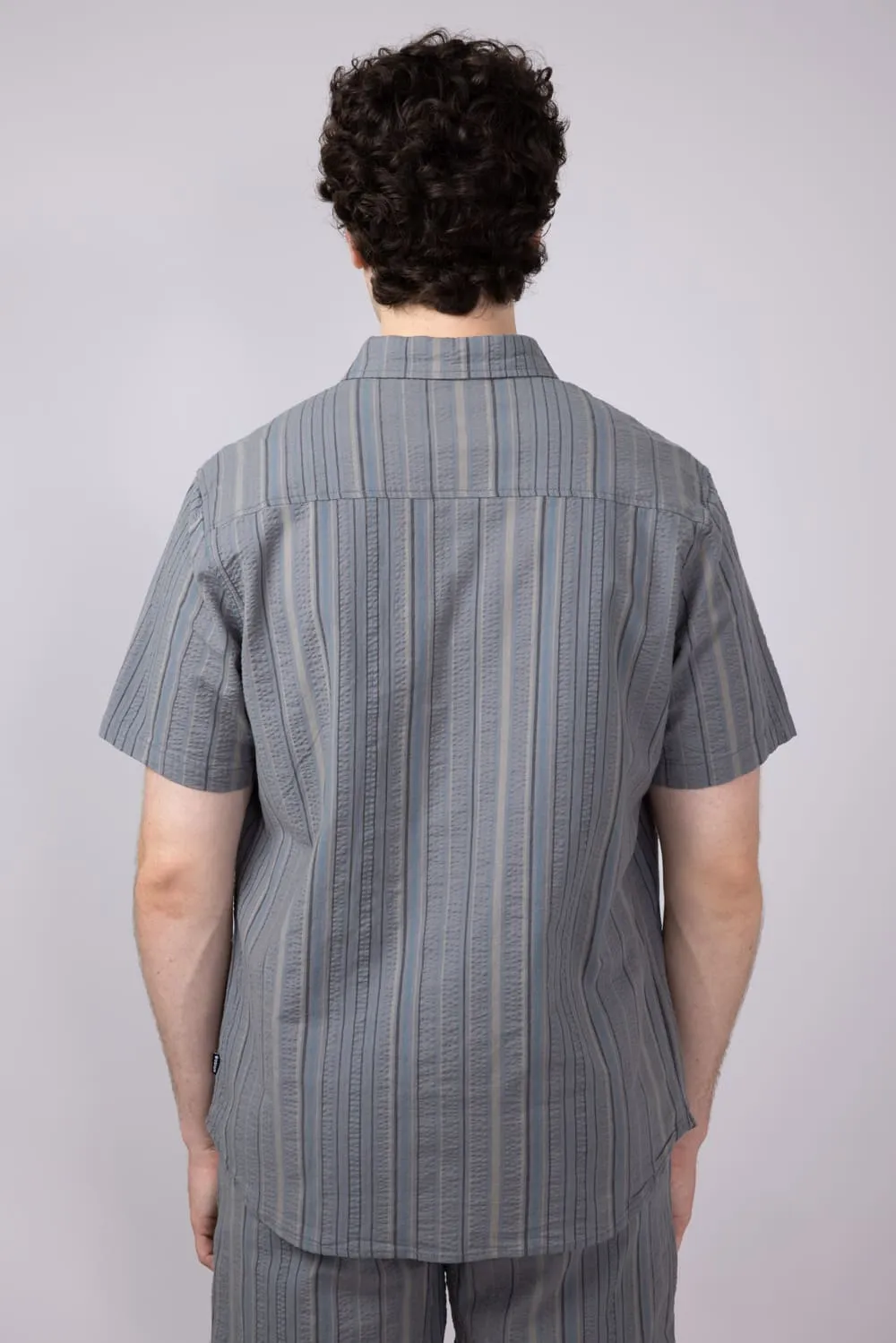 Union Valencia Seersucker Button Up Shirt for Men in Grey | H13A62T-GREYGOOSE sold by Glik’s product image thumbnail 5