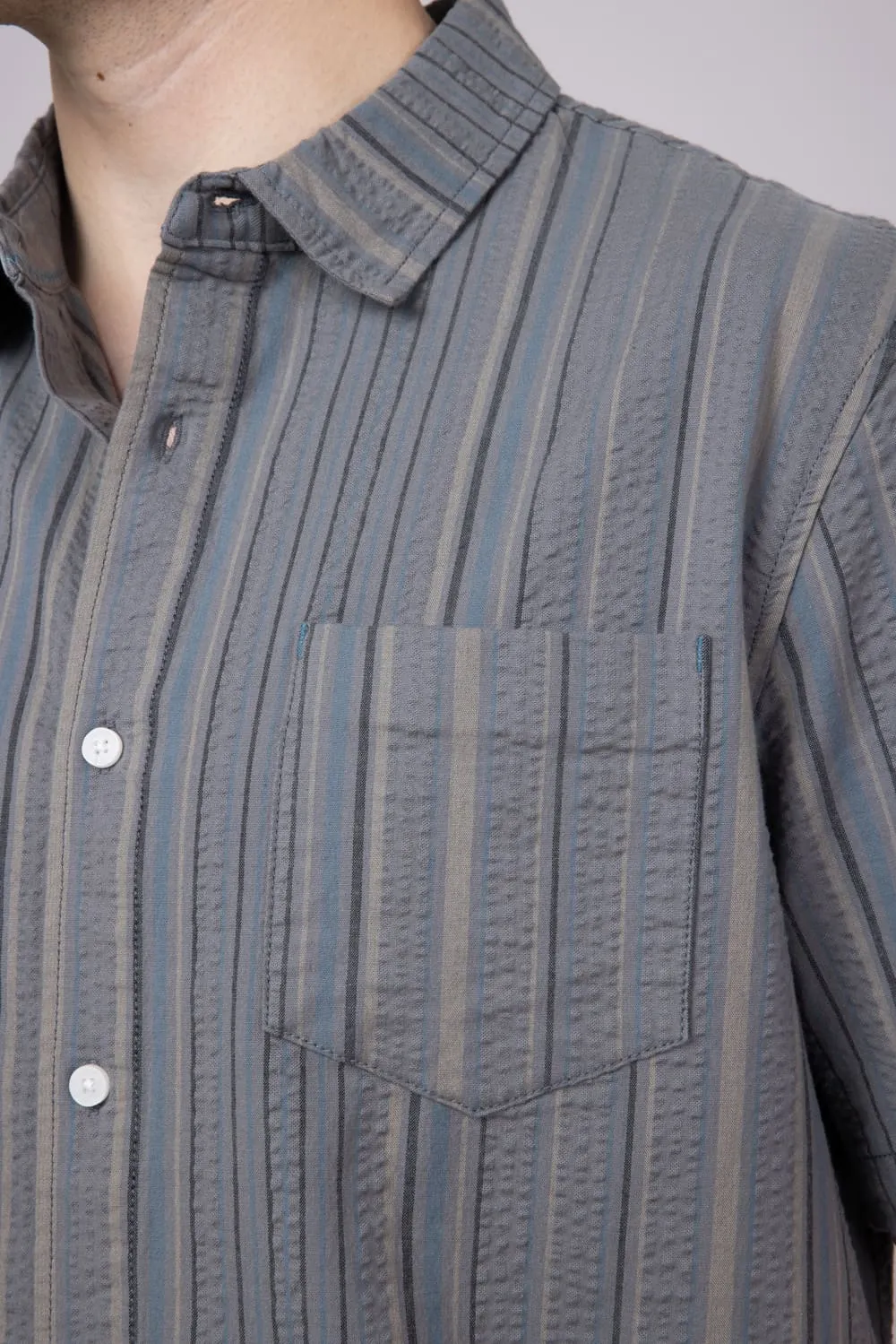 Union Valencia Seersucker Button Up Shirt for Men in Grey | H13A62T-GREYGOOSE sold by Glik’s product image thumbnail 4