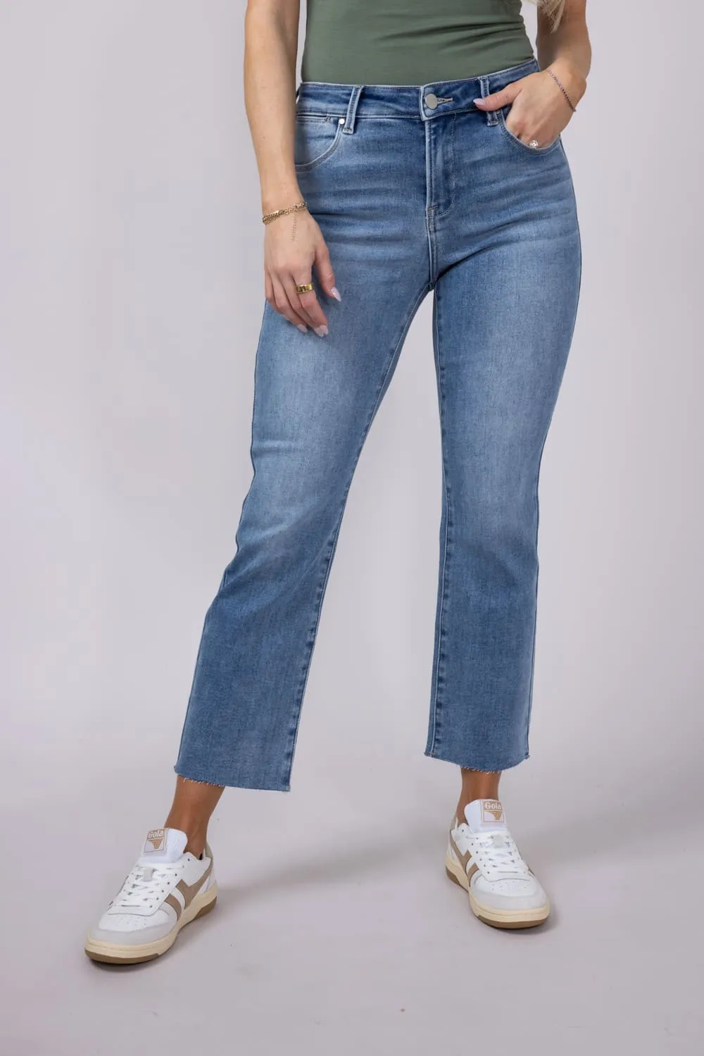 Risen Mid-Rise Straight Raw Hem Jeans for Women | RDP5203CH-MD sold by Glik’s