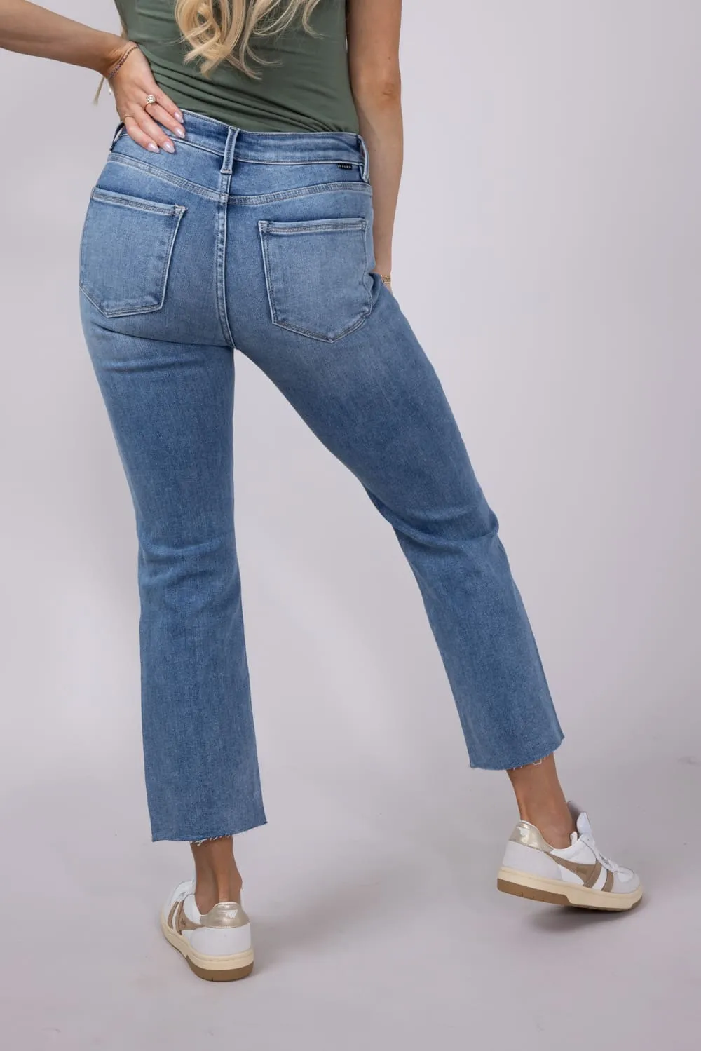Risen Mid-Rise Straight Raw Hem Jeans for Women | RDP5203CH-MD sold by Glik’s product image thumbnail 2