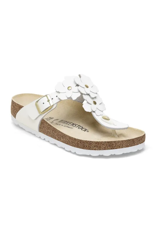 Birkenstock Gizeh Flower Leather Sandals for Women in White | 1026686 sold by Glik’s