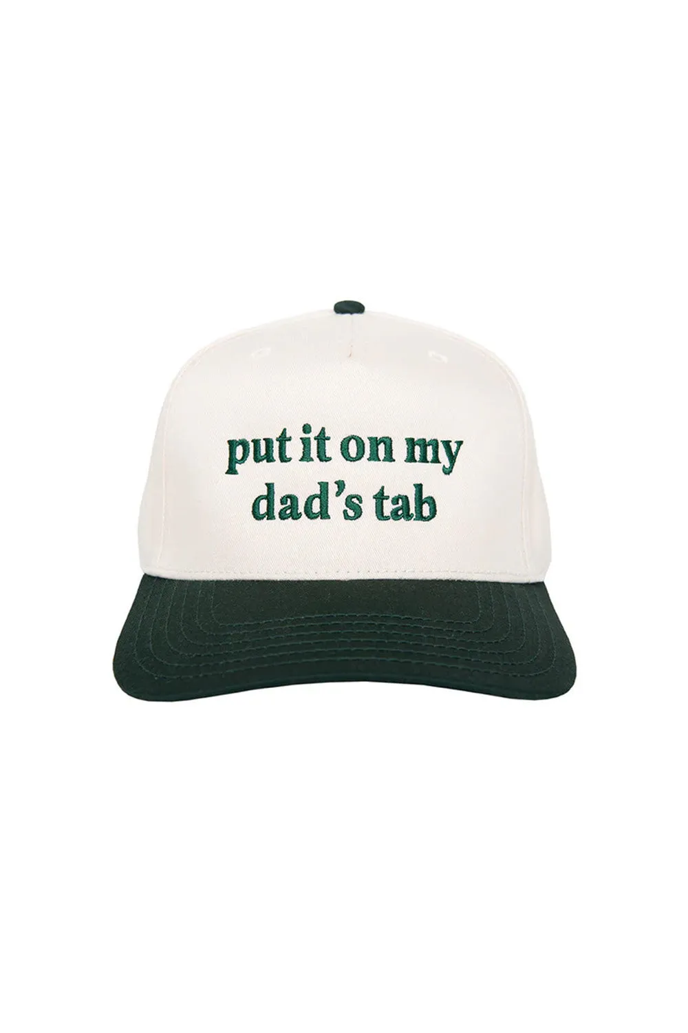 Put It On My Dad’s Tab Trucker Hat for Women in Green/Tan | KDC-BC-1154-DGN-TAN sold by Glik’s