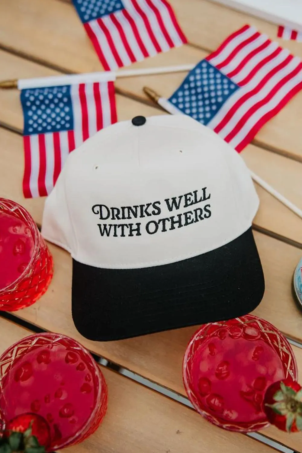 Drinks Well With Others Trucker Hat for Women in Black/Tan | KDC-BC-1121-BLK-TAN sold by Glik’s
