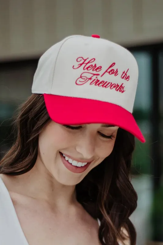 Here For The Fireworks Trucker Hat for Women in Red/Tan | KDC-BC-1144-RED-TAN sold by Glik’s
