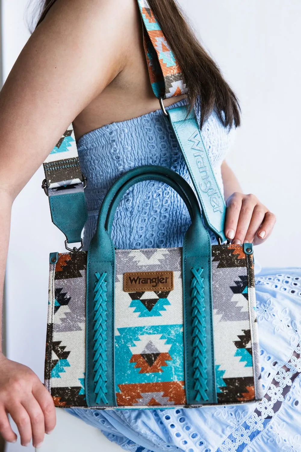 Wrangler Southwestern Small Tote for Women in Turquoise | WG166G-81201-TQ sold by Glik’s product image thumbnail 2