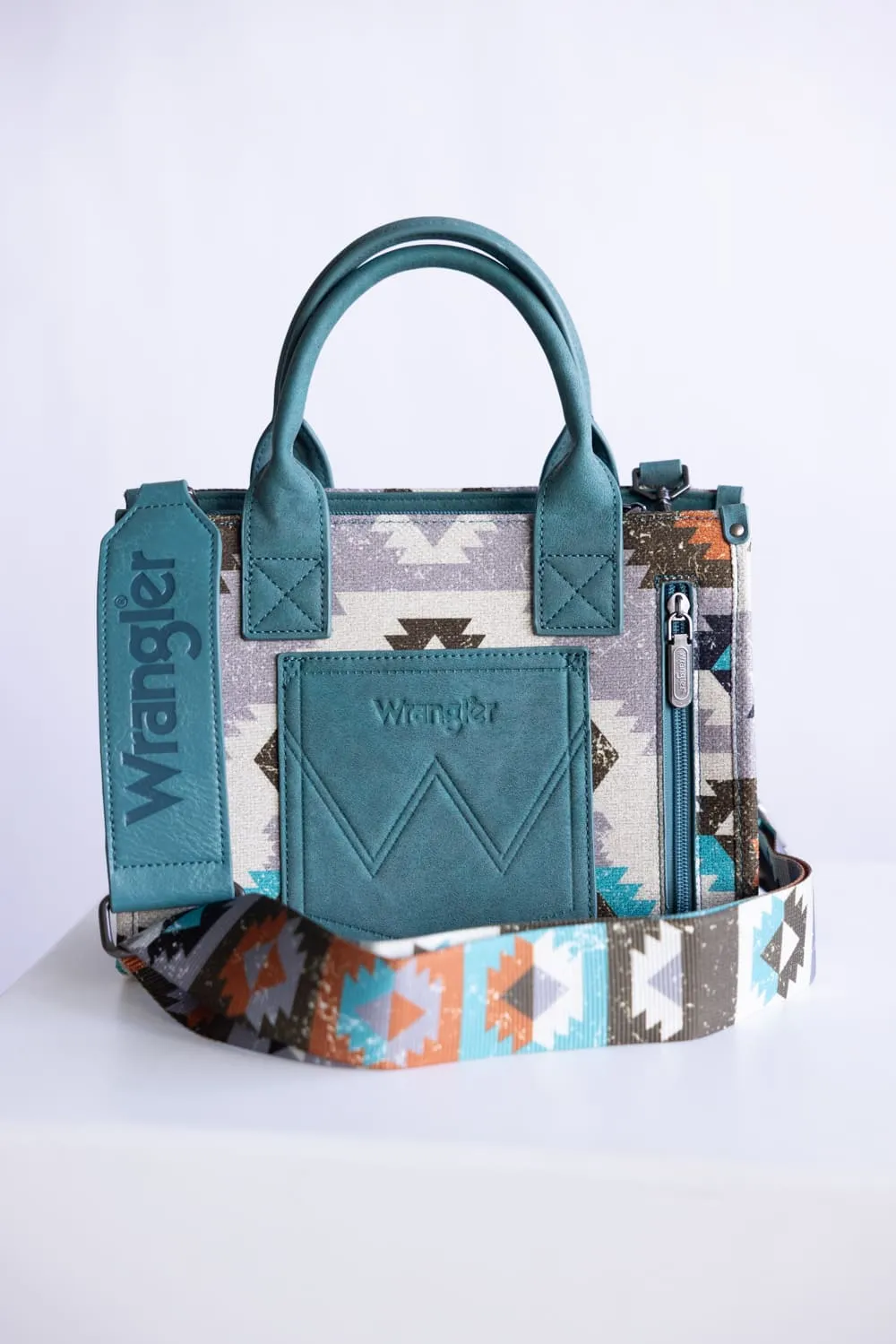 Wrangler Southwestern Small Tote for Women in Turquoise | WG166G-81201-TQ sold by Glik’s