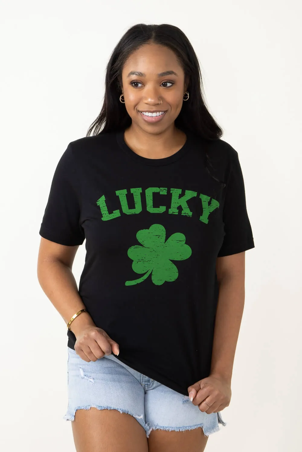 Lucky Clover Graphic T-Shirt for Women in Black | 5457-TS-BLACK sold by Glik’s product image thumbnail 4