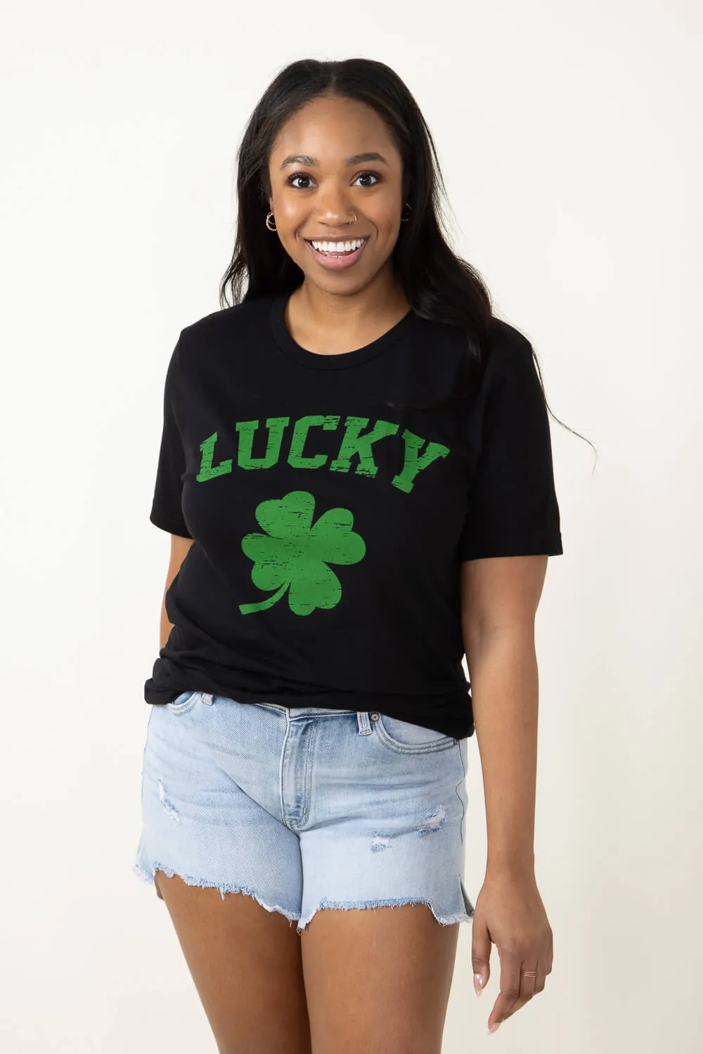 Lucky Clover Graphic T-Shirt for Women in Black | 5457-TS-BLACK sold by Glik’s product image thumbnail 2