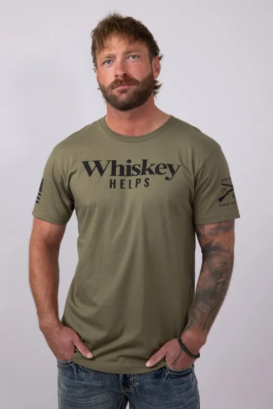 Grunt Style Whiskey Helps T-Shirt for Men in Army Green | GS5215-ARMY sold by Glik’s