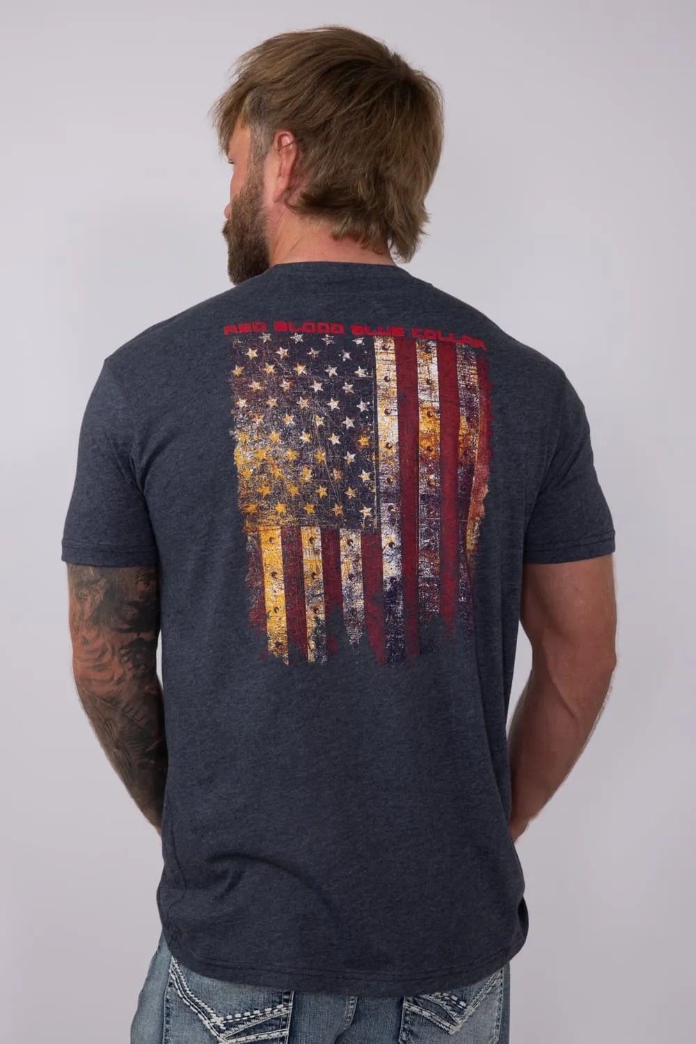 Grunt Style Red Blood Blue Collar T-Shirt for Men in Charcoal | GS5758-CHARCOAL sold by Glik’s product image thumbnail 3