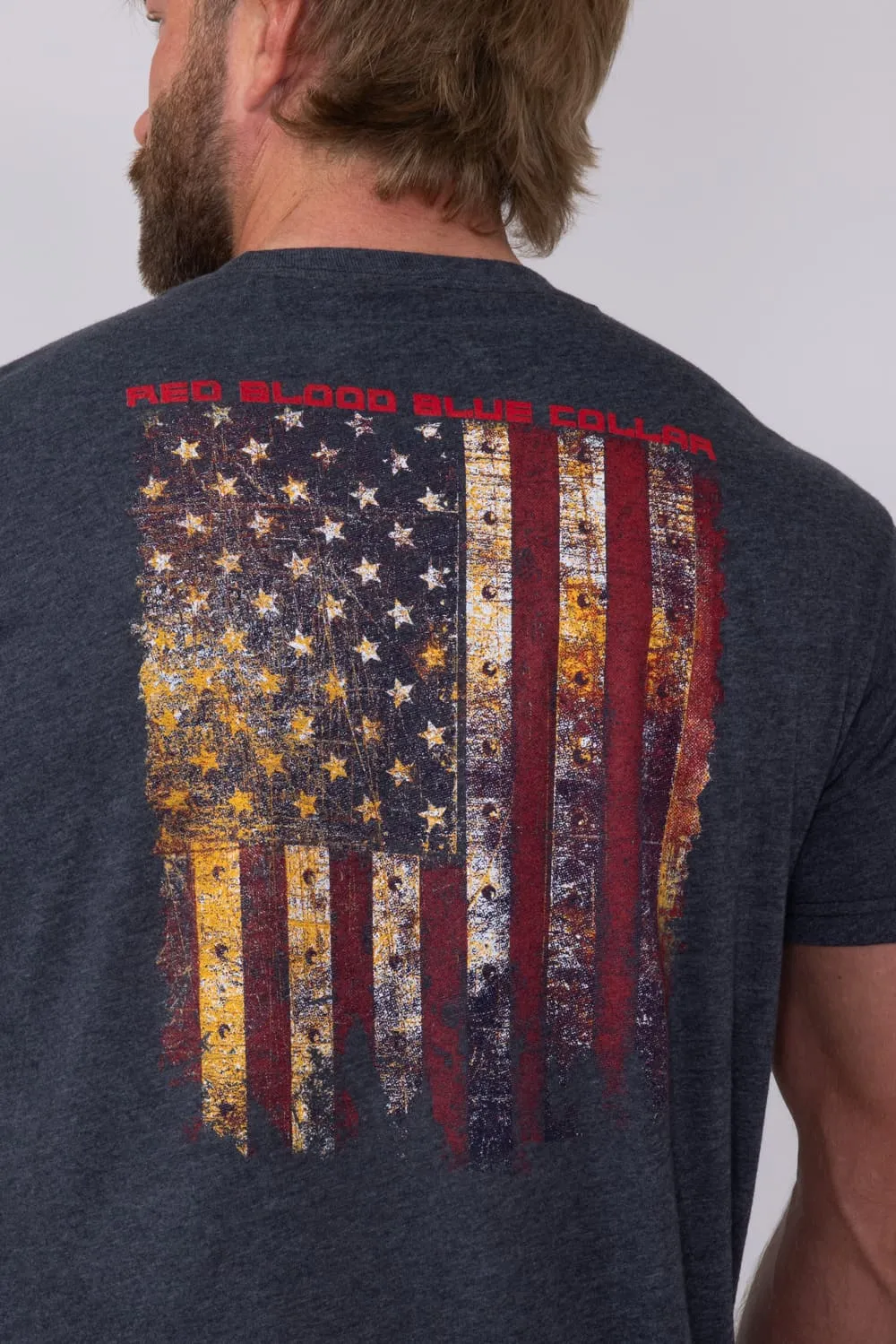 Grunt Style Red Blood Blue Collar T-Shirt for Men in Charcoal | GS5758-CHARCOAL sold by Glik’s