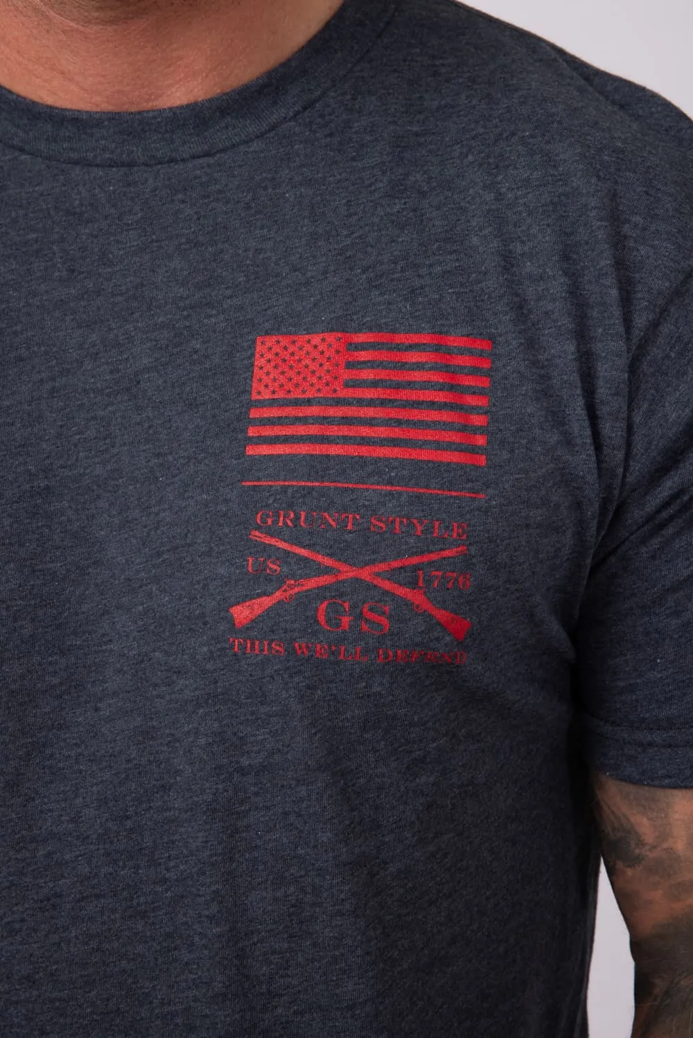 Grunt Style Red Blood Blue Collar T-Shirt for Men in Charcoal | GS5758-CHARCOAL sold by Glik’s product image thumbnail 4