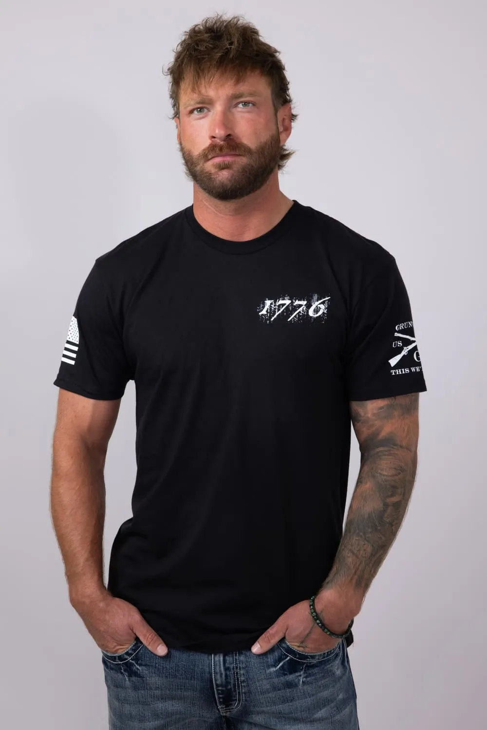 Grunt Style 1776 Flag T-Shirt for Men in Black | GS2610-BLACK sold by Glik’s product image thumbnail 2