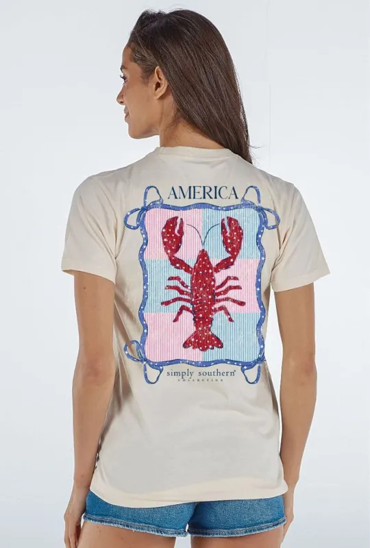 Simply Southern American Lobster T-Shirt for Women in Wisp | SS-LOBSTER-WISP sold by Glik’s