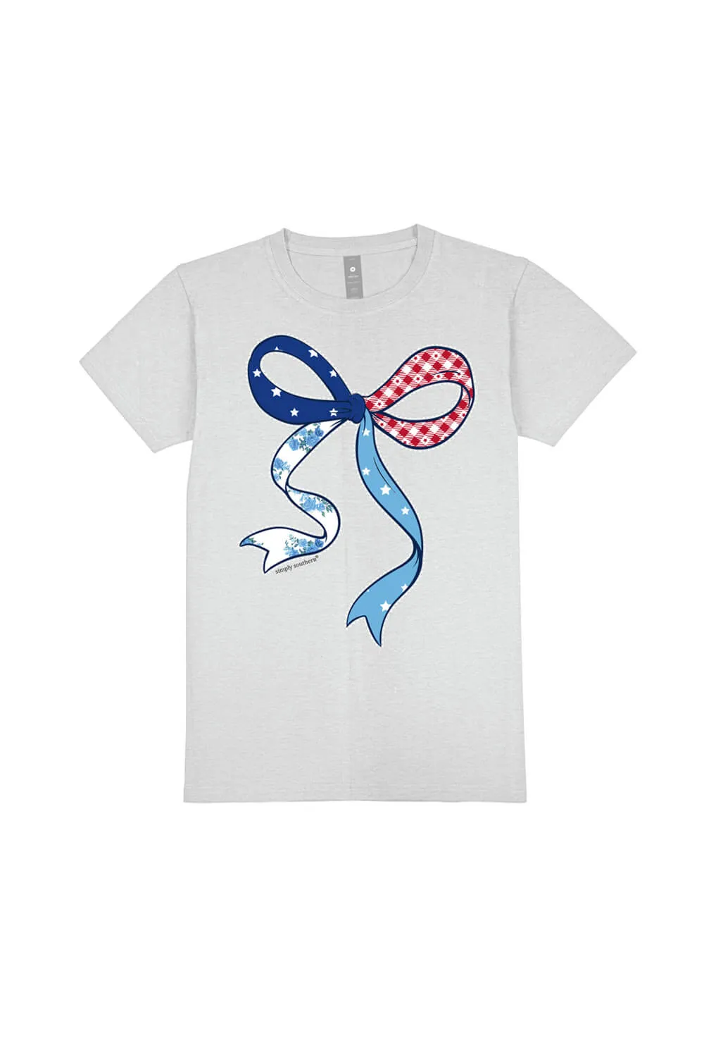Simply Southern Americana Patchwork Bow T-Shirt in Whitewater Grey | SS-PATCHBOW-WHITEWATER sold by Glik’s product image thumbnail 3