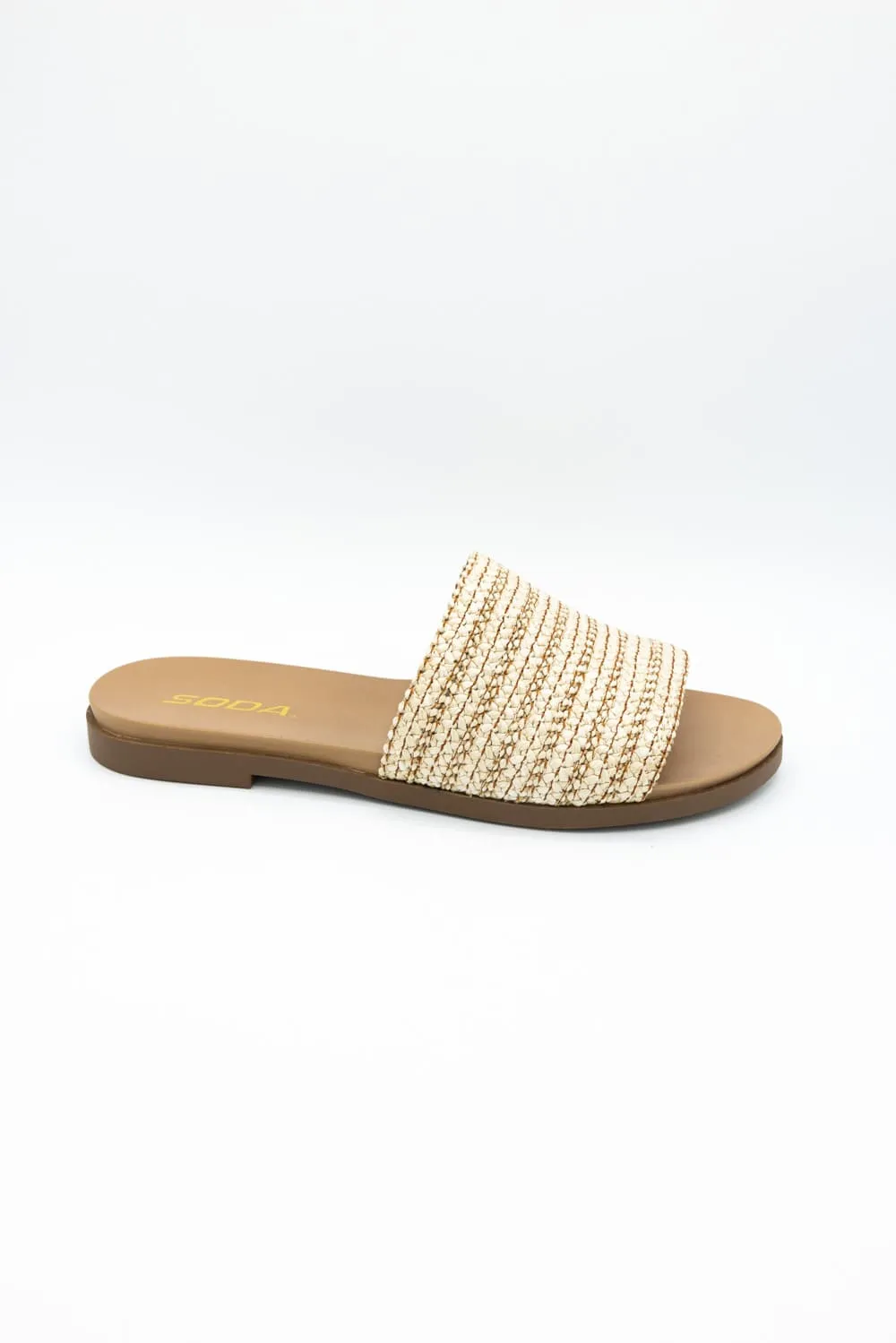 Soda Fate Raffia Slide Sandals for Women in Natural | FATE-S NAT RAFFIA sold by Glik’s product image thumbnail 3