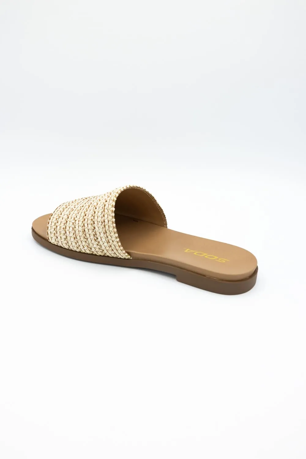 Soda Fate Raffia Slide Sandals for Women in Natural | FATE-S NAT RAFFIA sold by Glik’s product image thumbnail 4