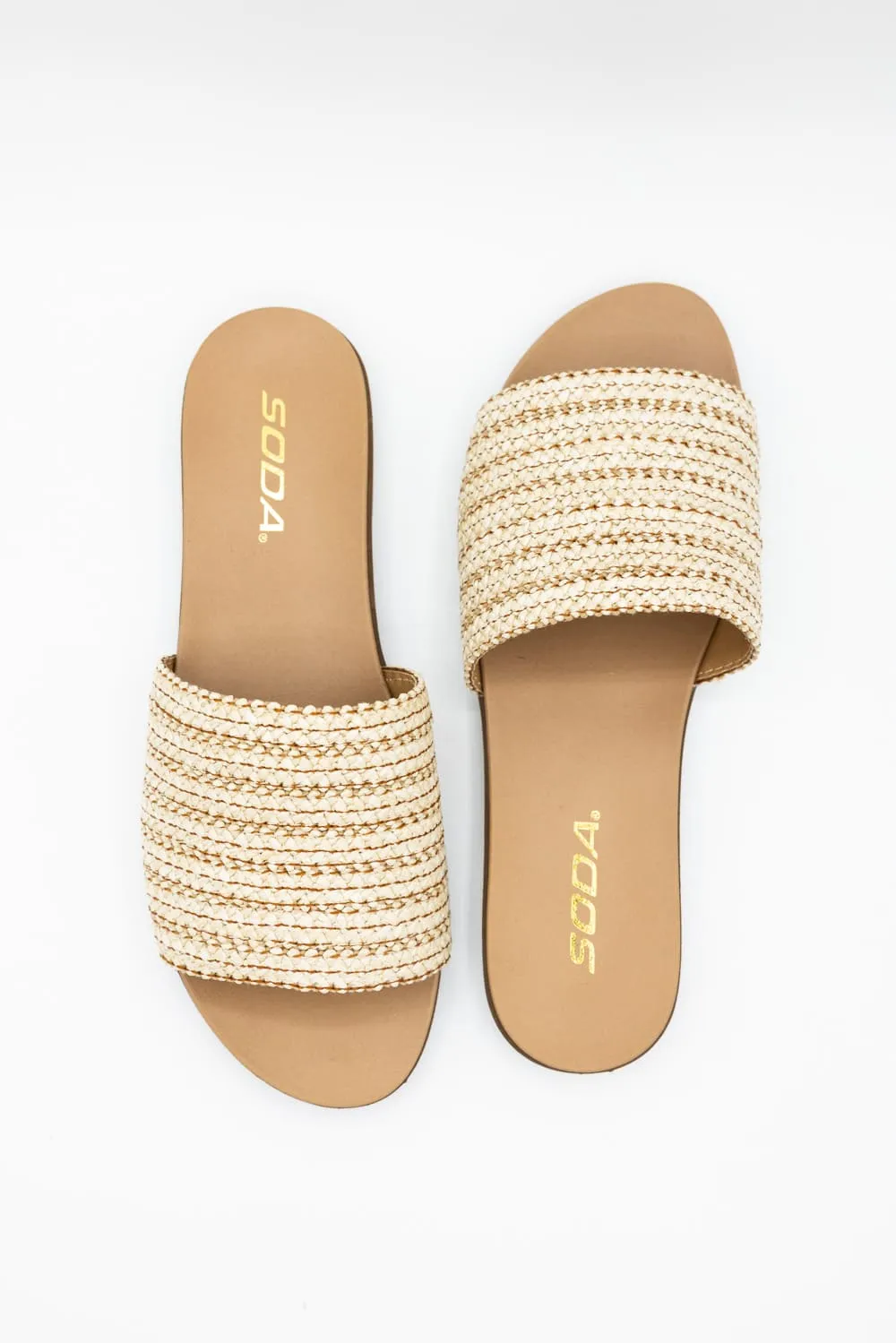 Soda Fate Raffia Slide Sandals for Women in Natural | FATE-S NAT RAFFIA sold by Glik’s product image thumbnail 2