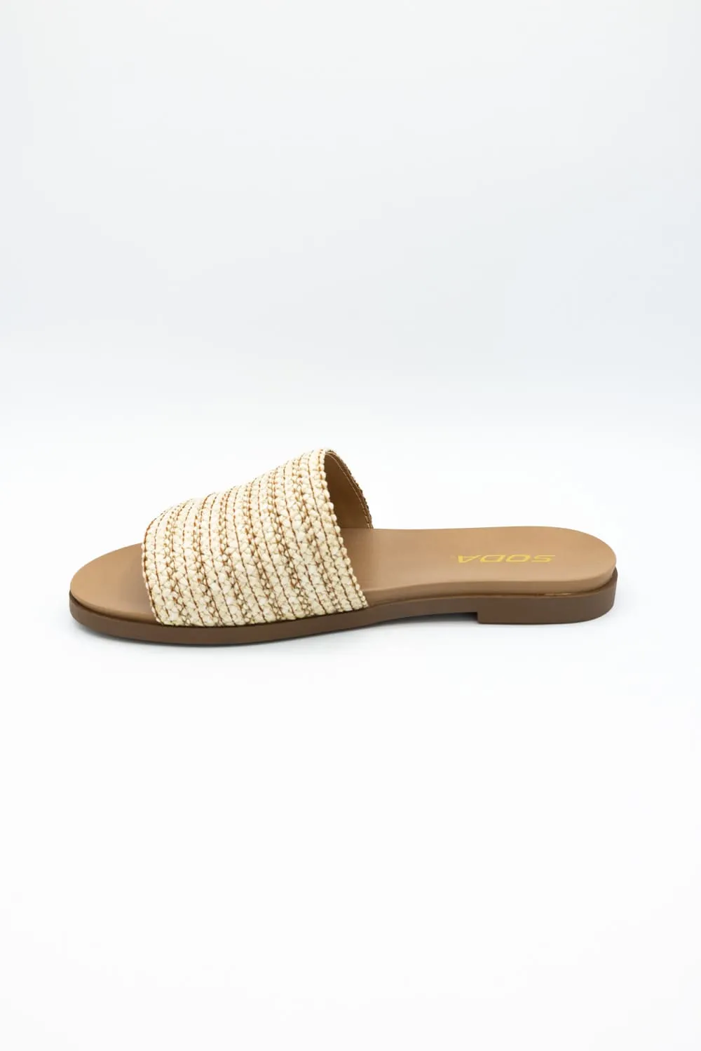 Soda Fate Raffia Slide Sandals for Women in Natural | FATE-S NAT RAFFIA sold by Glik’s product image thumbnail 5