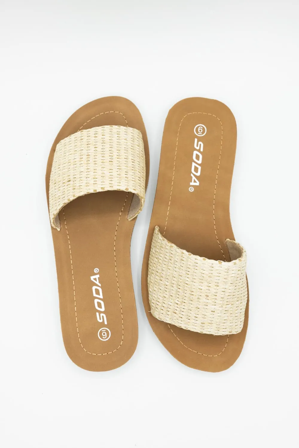Soda Effron Raffia Slide Sandals for Women in Bone | EFFRON-S BONE RAFFIA sold by Glik’s product image thumbnail 2