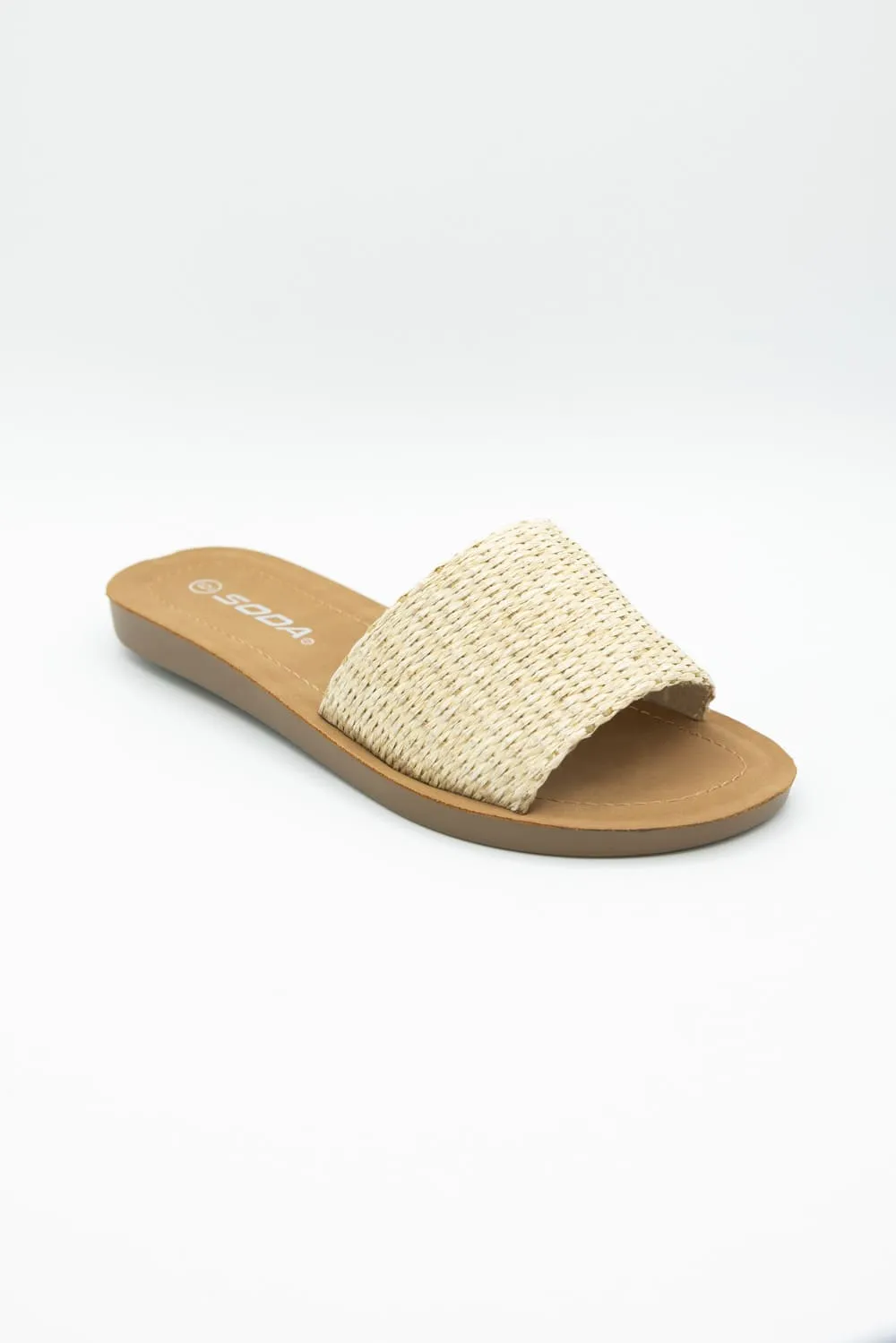Soda Effron Raffia Slide Sandals for Women in Bone | EFFRON-S BONE RAFFIA sold by Glik’s