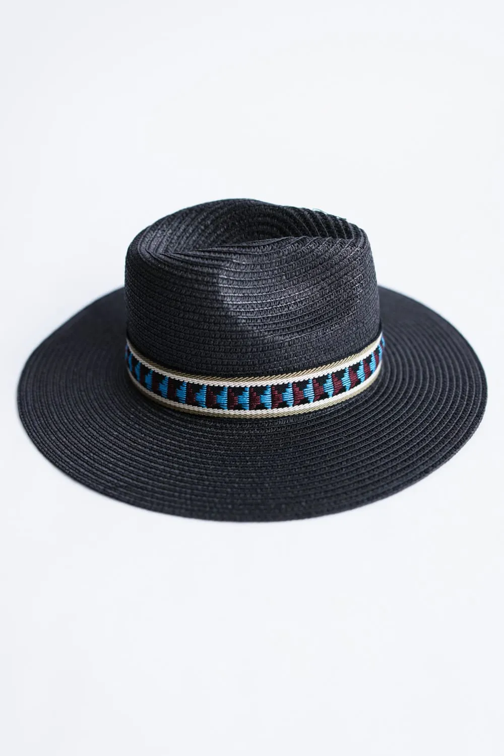 Straw Wide Brim Hat with Band for Women in Black | BHP210060-BLACK sold by Glik’s product image thumbnail 2