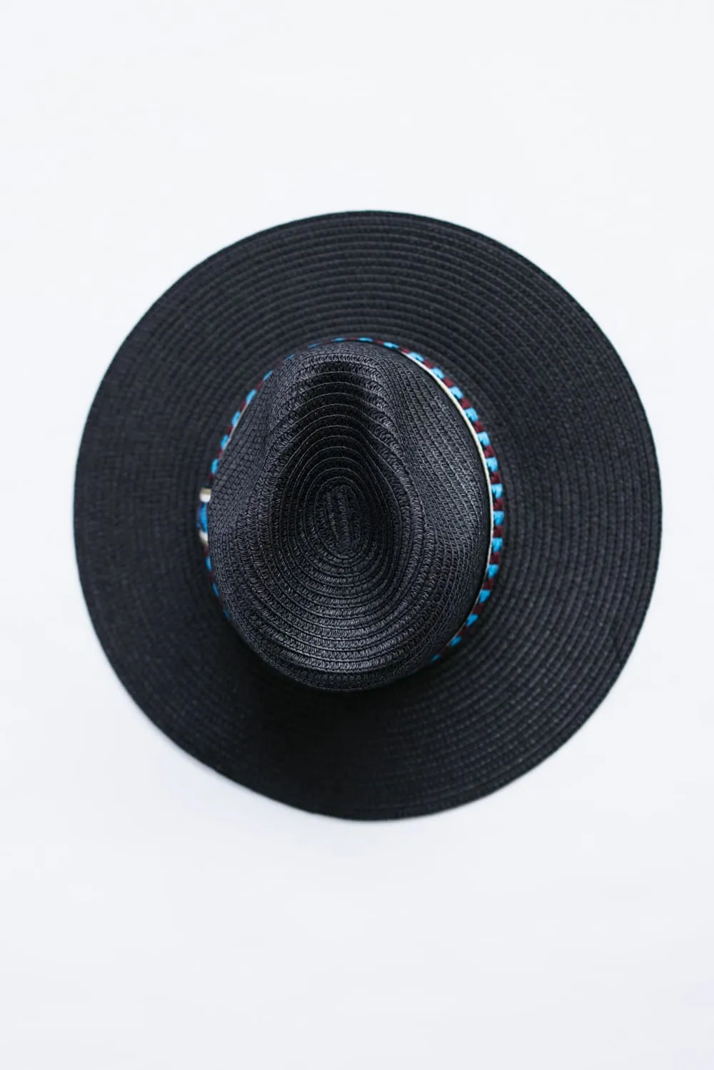 Straw Wide Brim Hat with Band for Women in Black | BHP210060-BLACK sold by Glik’s product image thumbnail 4