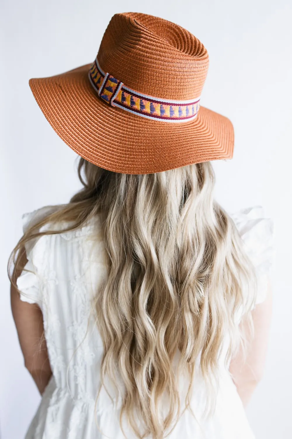 Straw Wide Brim Hat with Band for Women in Rust | BHP210060-RUST sold by Glik’s product image thumbnail 3