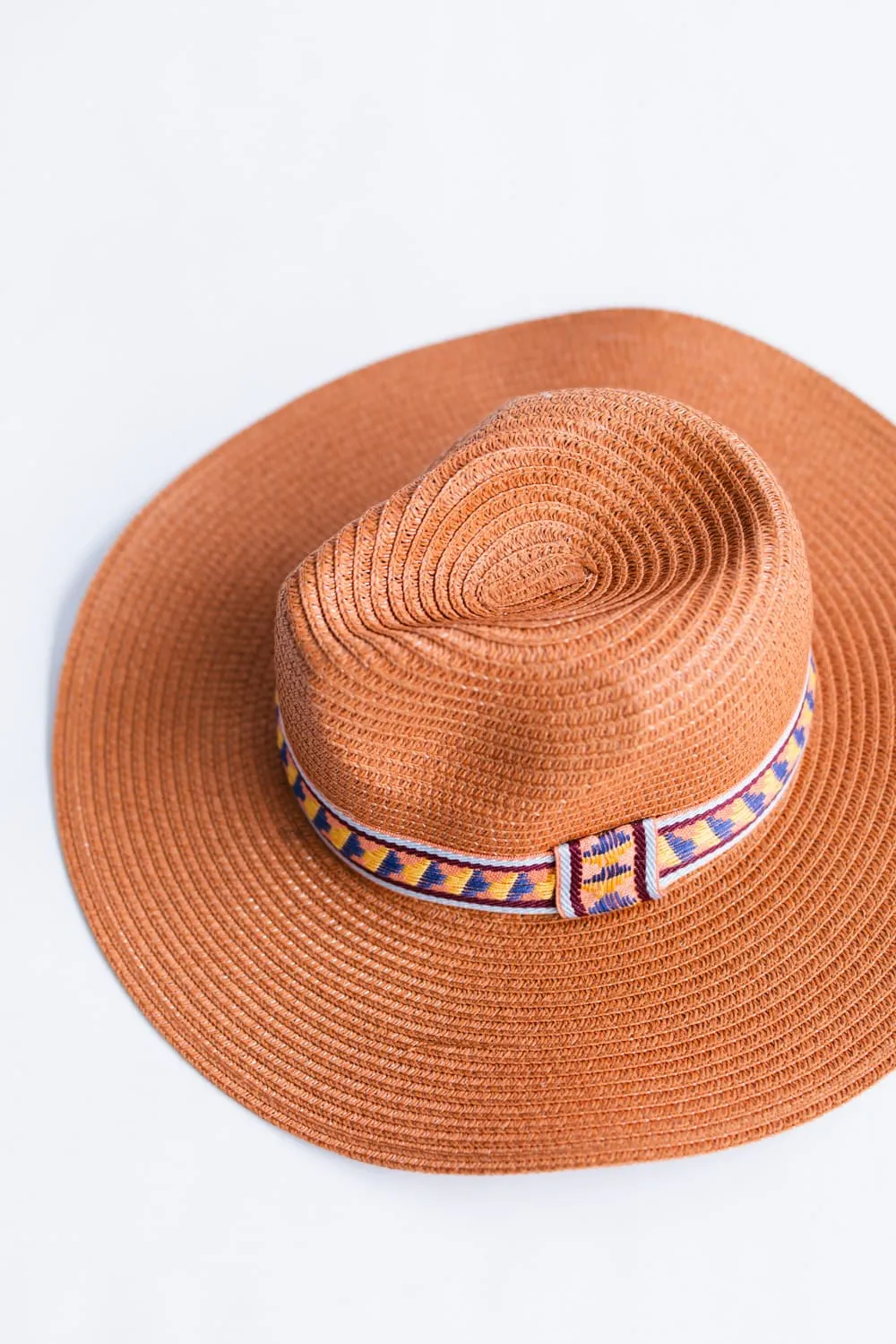 Straw Wide Brim Hat with Band for Women in Rust | BHP210060-RUST sold by Glik’s product image thumbnail 2