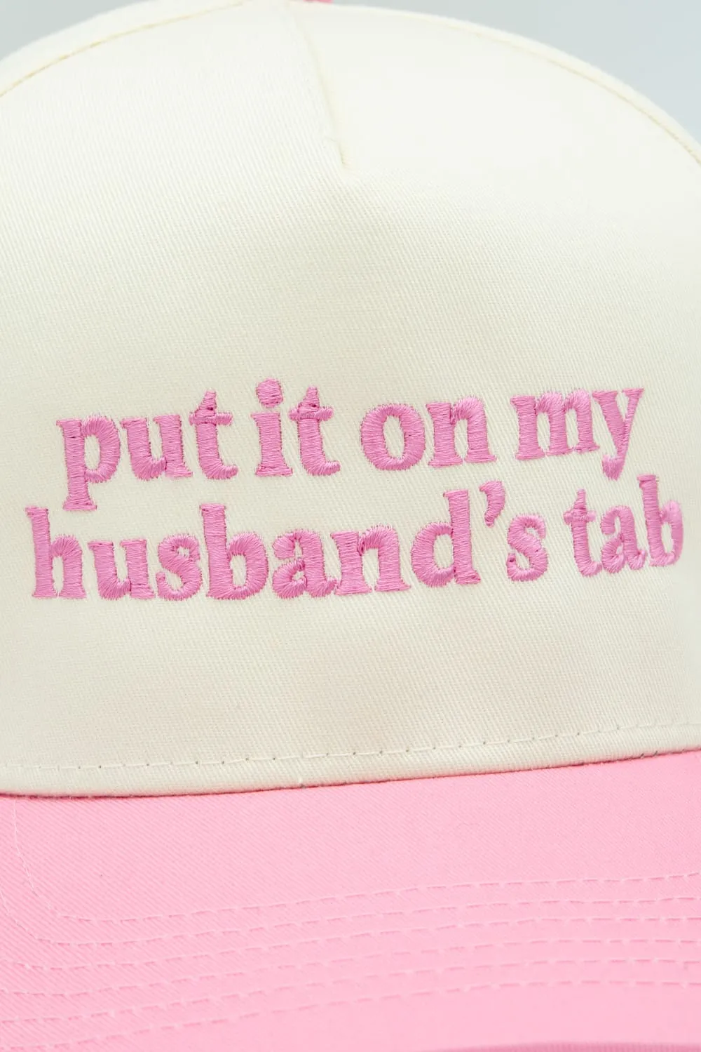 Put It On My Husband’s Tab Trucker Hat for Women in Pink/Tan | KDC-BC-1110-PINK-TAN sold by Glik’s product image thumbnail 2