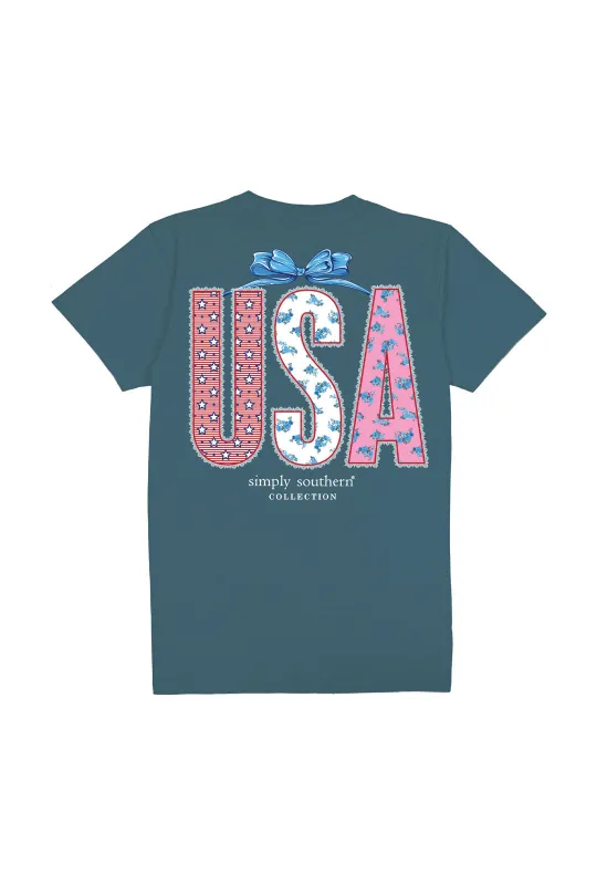 Simply Southern Youth USA Lace T-Shirt for Girls in Comet Blue | YTH-SS-LACEUSA-COMET sold by Glik’s