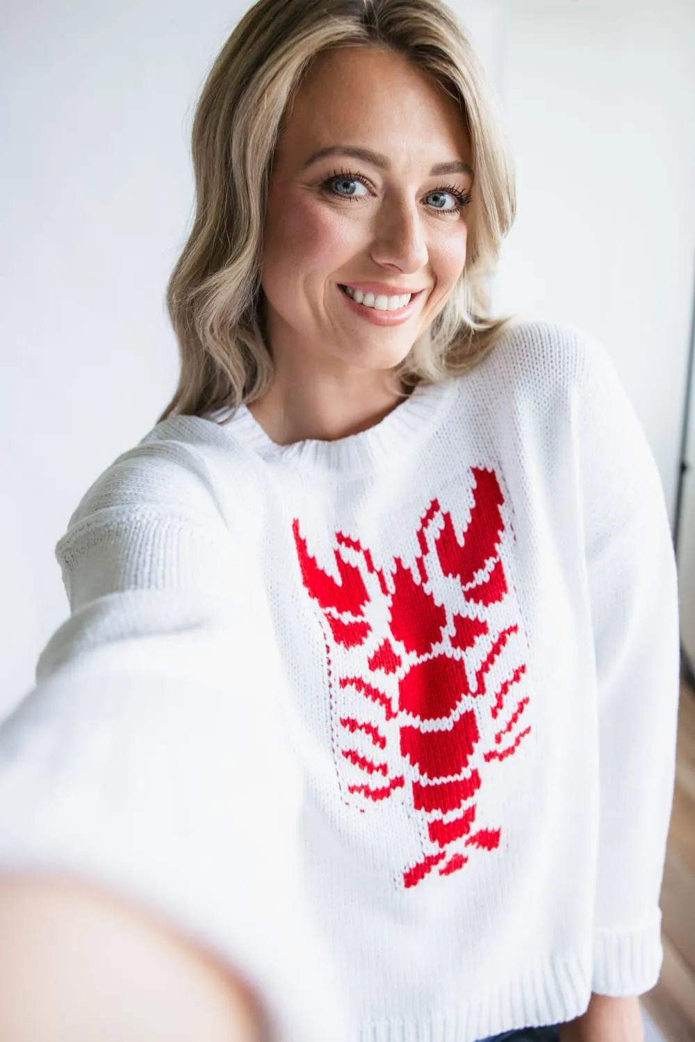 Miracle Lobster Sweater for Women in White | W8403-WHITERED sold by Glik’s