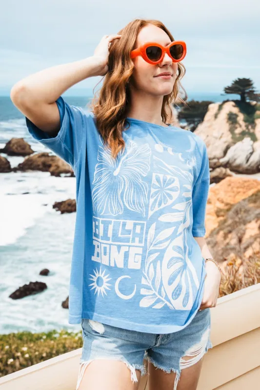 Billabong Summer Nights Oversized Graphic T-Shirt for Women in True Blue | 24B352518-TRB sold by Glik’s