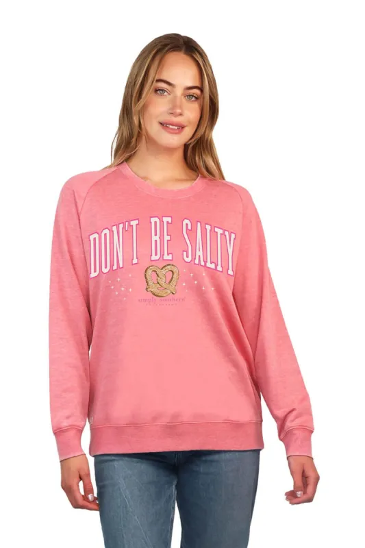 Simply Southern Don’t Be Salty Sweatshirt for Women in Pink | CREW-SALTY-FNCYPNK sold by Glik’s