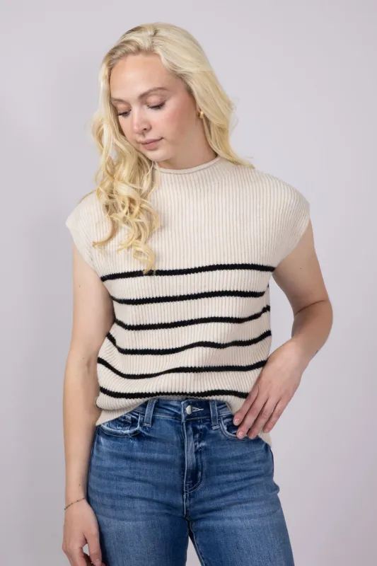 Mimosa Sleeveless Stripe Sweater Vest for Women in Ecru | MT1659-ECRU sold by Glik’s