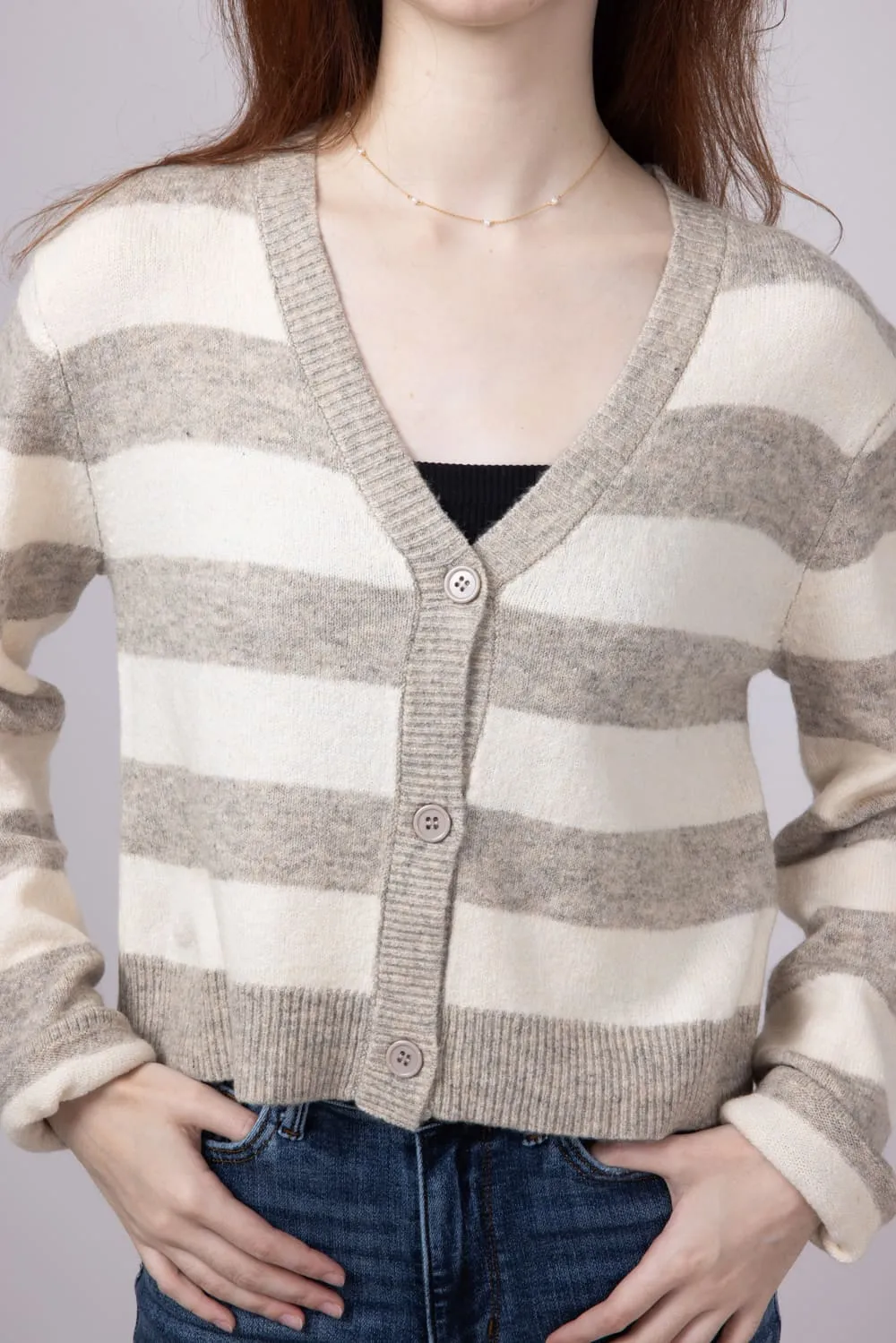 Mimosa Rugby Stripe Cardigan for Women in Heather | MT1658-HEATHER sold by Glik’s product image thumbnail 4